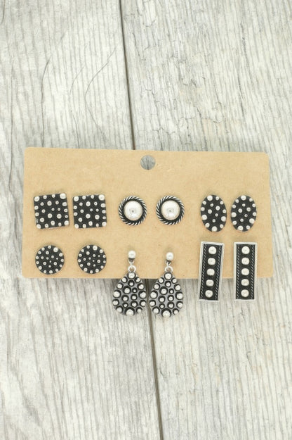 Western Theme Assorted 6 Pair Earring Set - It's a Girly Place