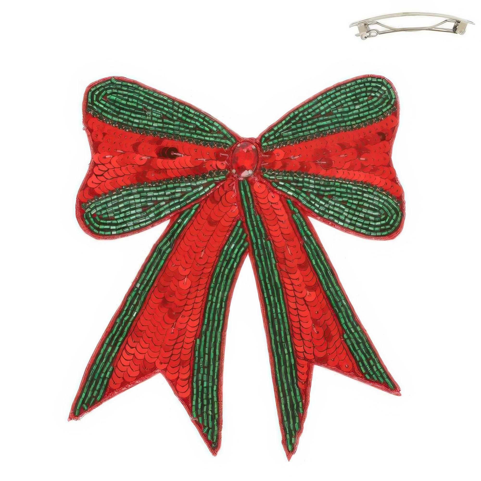 Christmas Ribbon Bow Barrette Hair Clip - It's a Girly Place