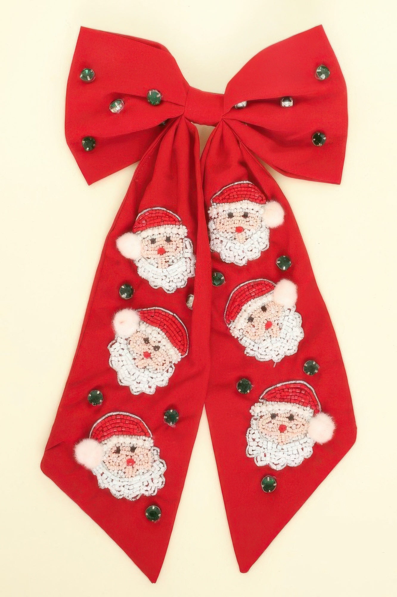 Christmas Santa Claus Bow Barrette Hair Clip - It's a Girly Place