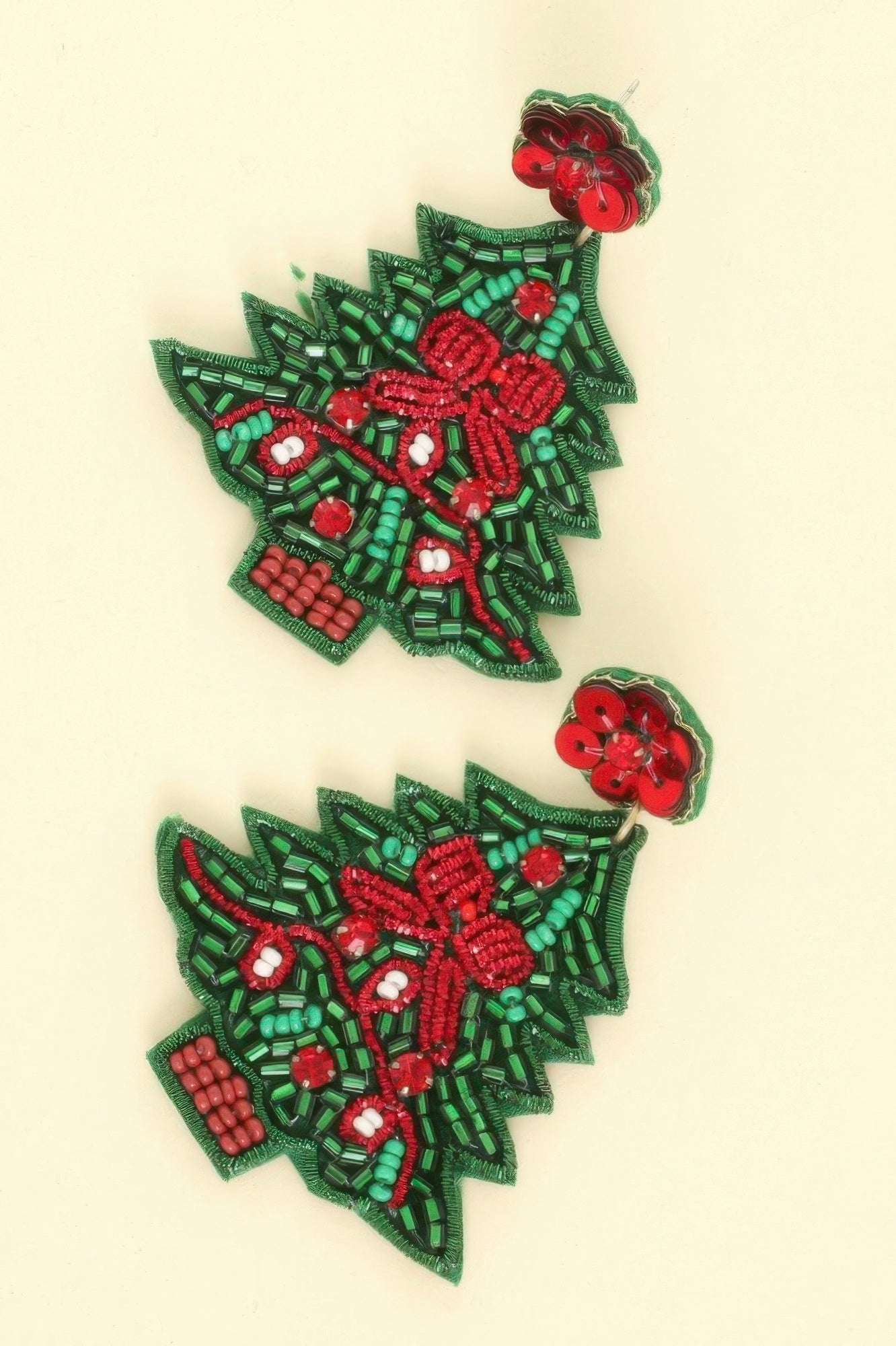 Christmas Tree Seed Beaded Post Earrings - It's a Girly Place