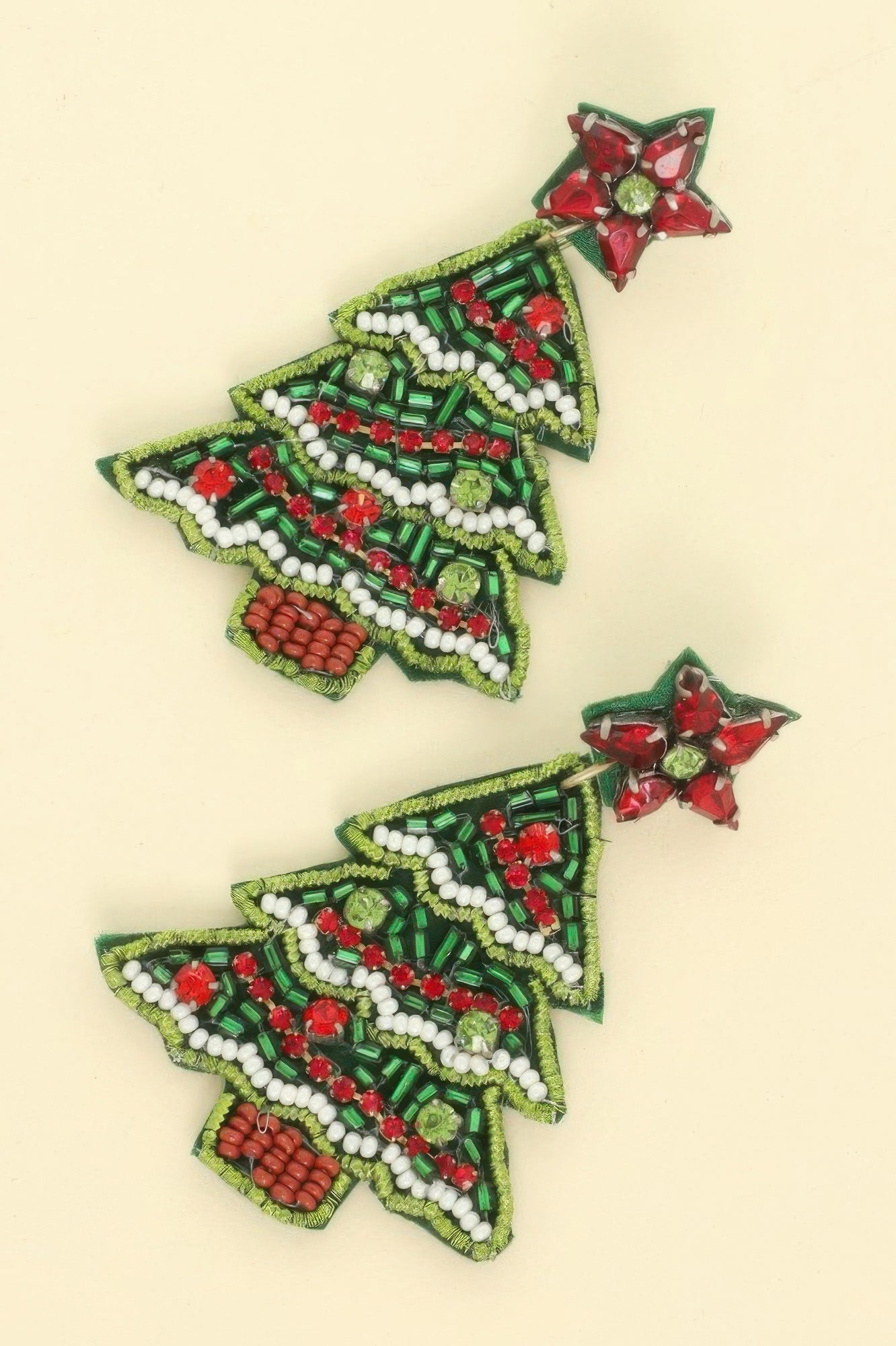 Christmas Tree Seed Beaded Post Earrings - It's a Girly Place