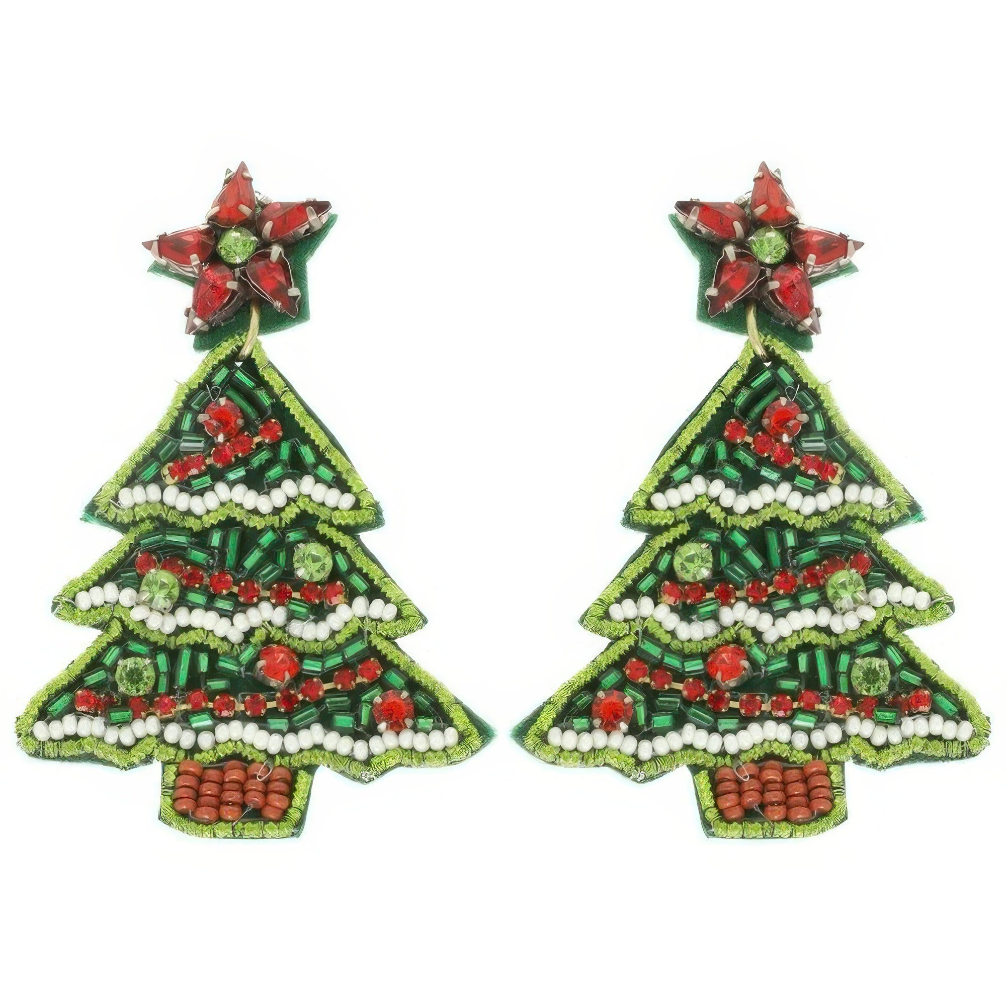 Christmas Tree Seed Beaded Post Earrings - It's a Girly Place