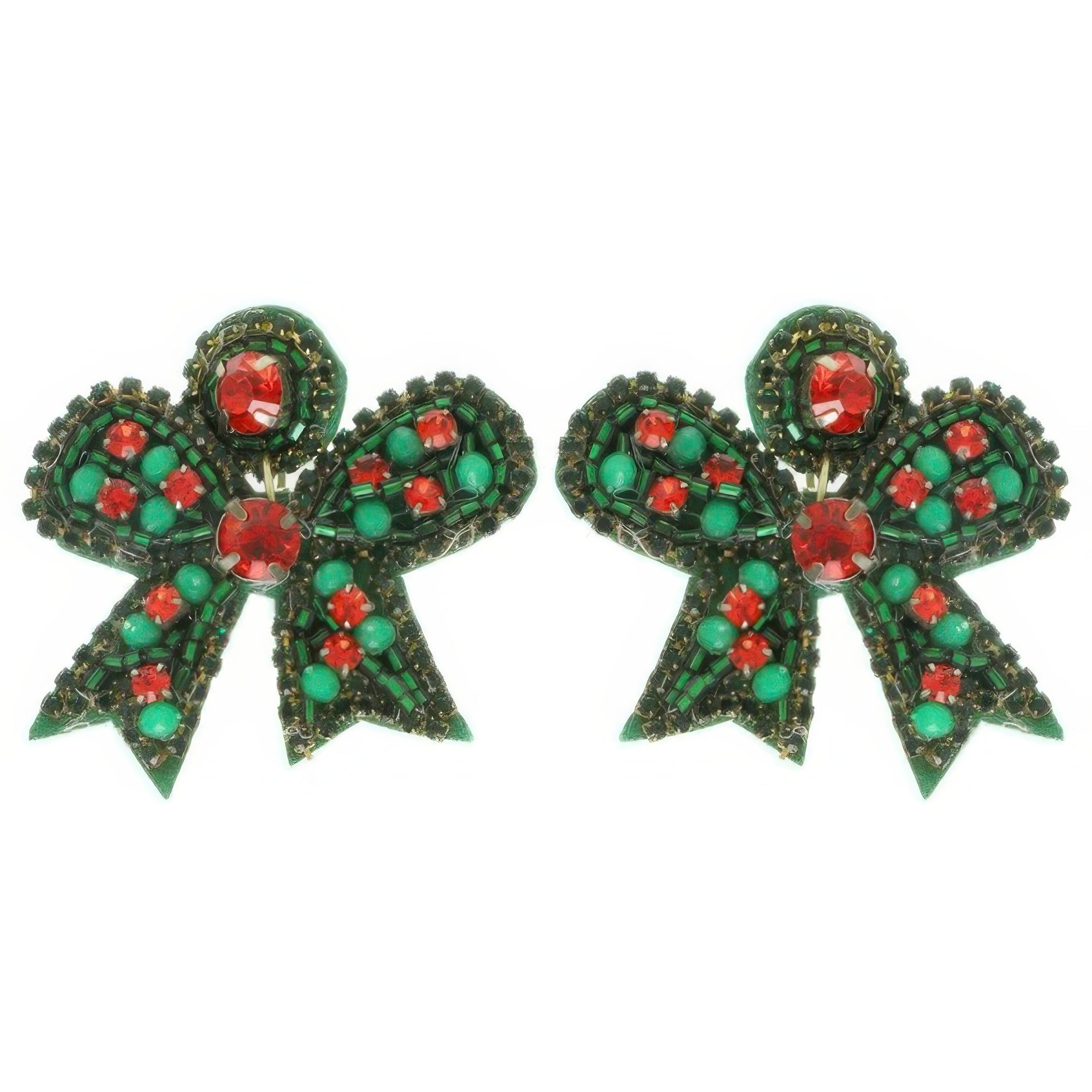 Christmas Bow Post Dangle Earrings - It's a Girly Place