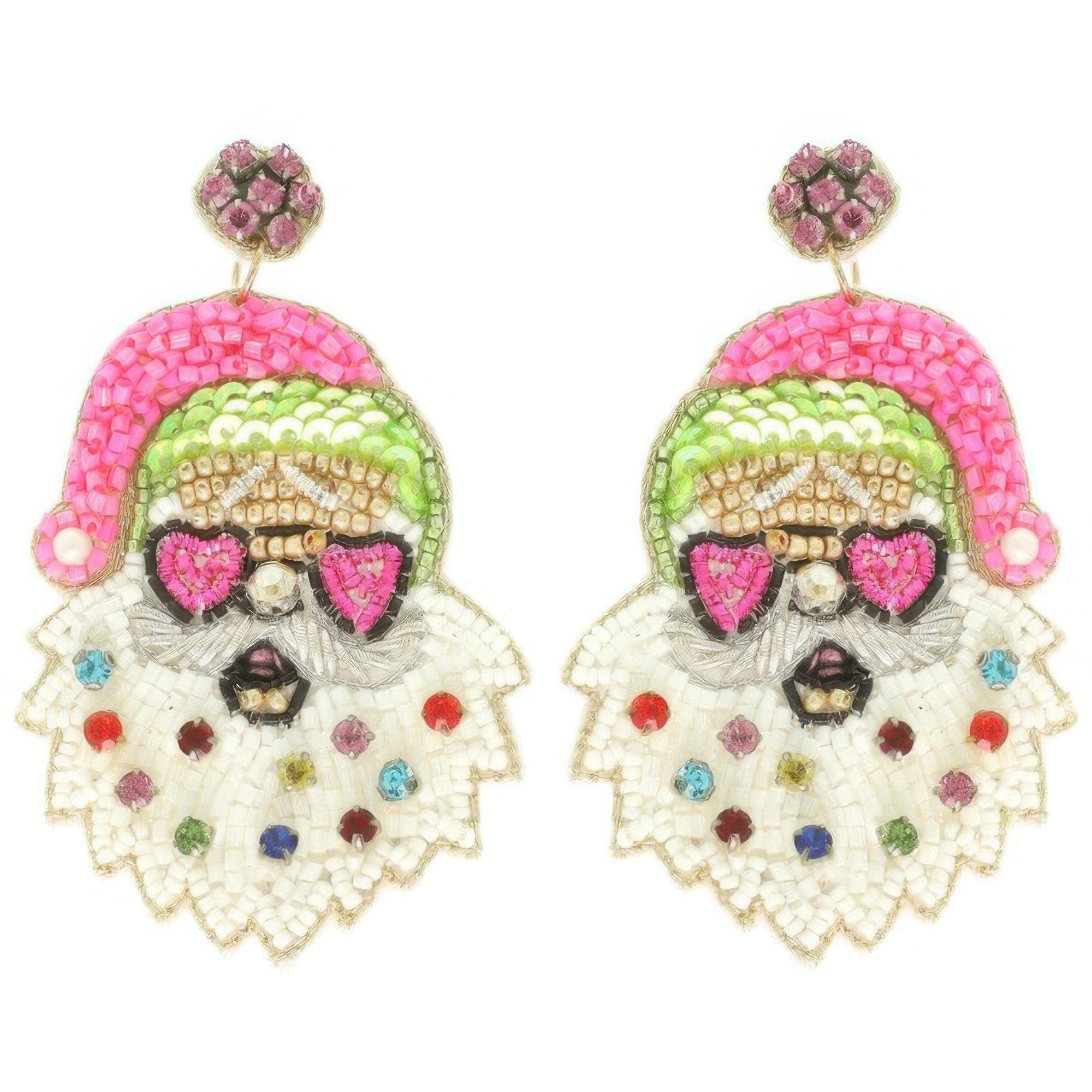 Christmas Santa With Heart Glasses Earrings - It's a Girly Place