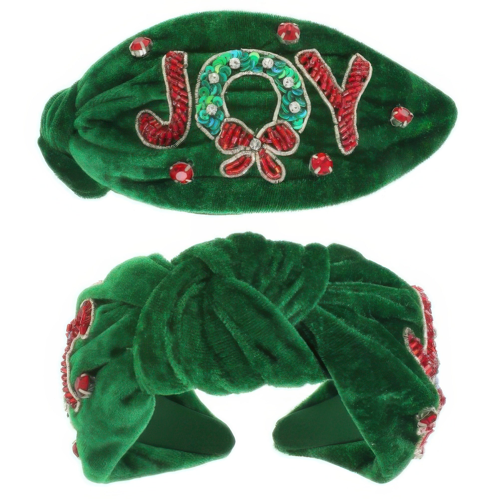 Christmas Joy Top Knot Velvet Headband - It's a Girly Place