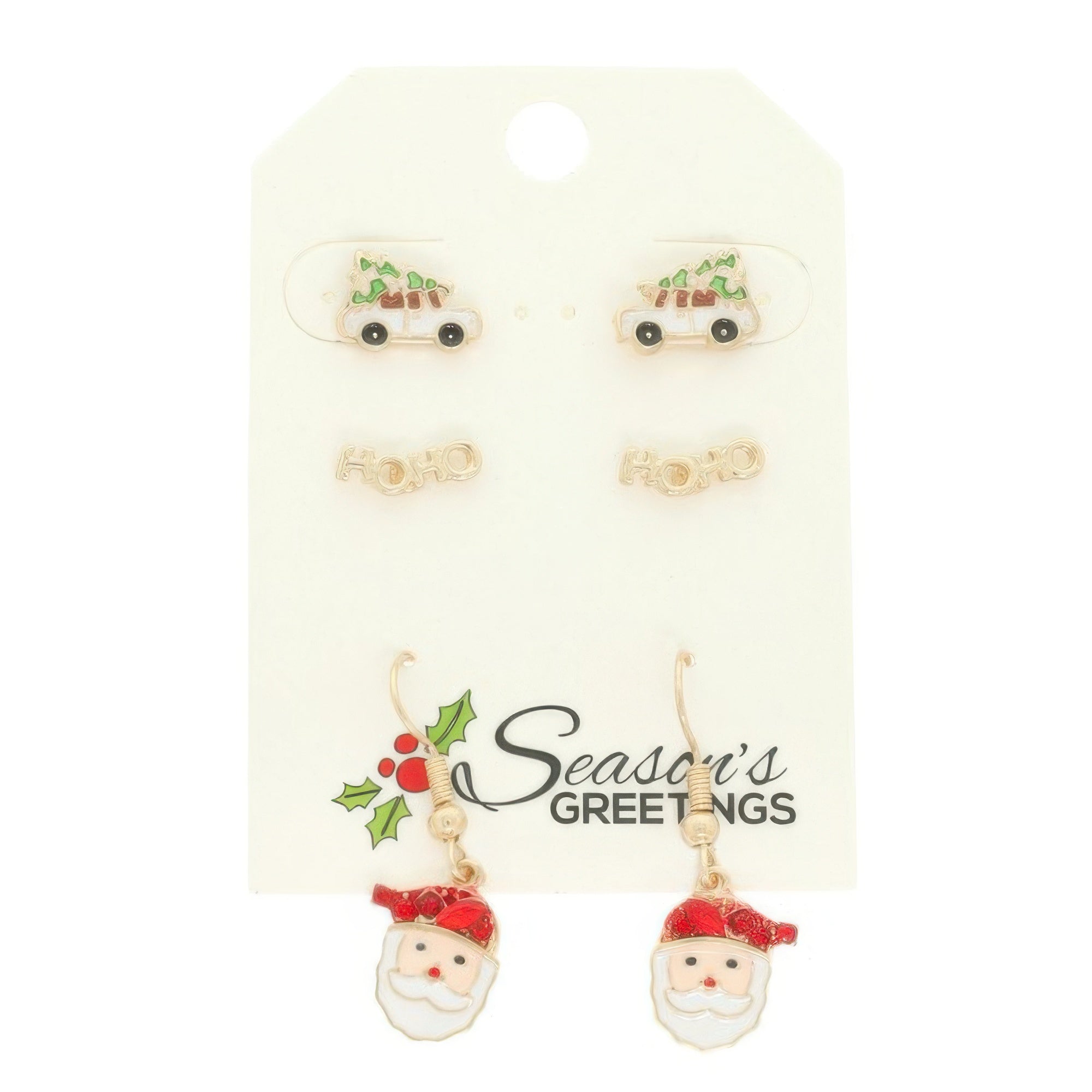 3pr Christmas Santa Hoho Earring Set - It's a Girly Place