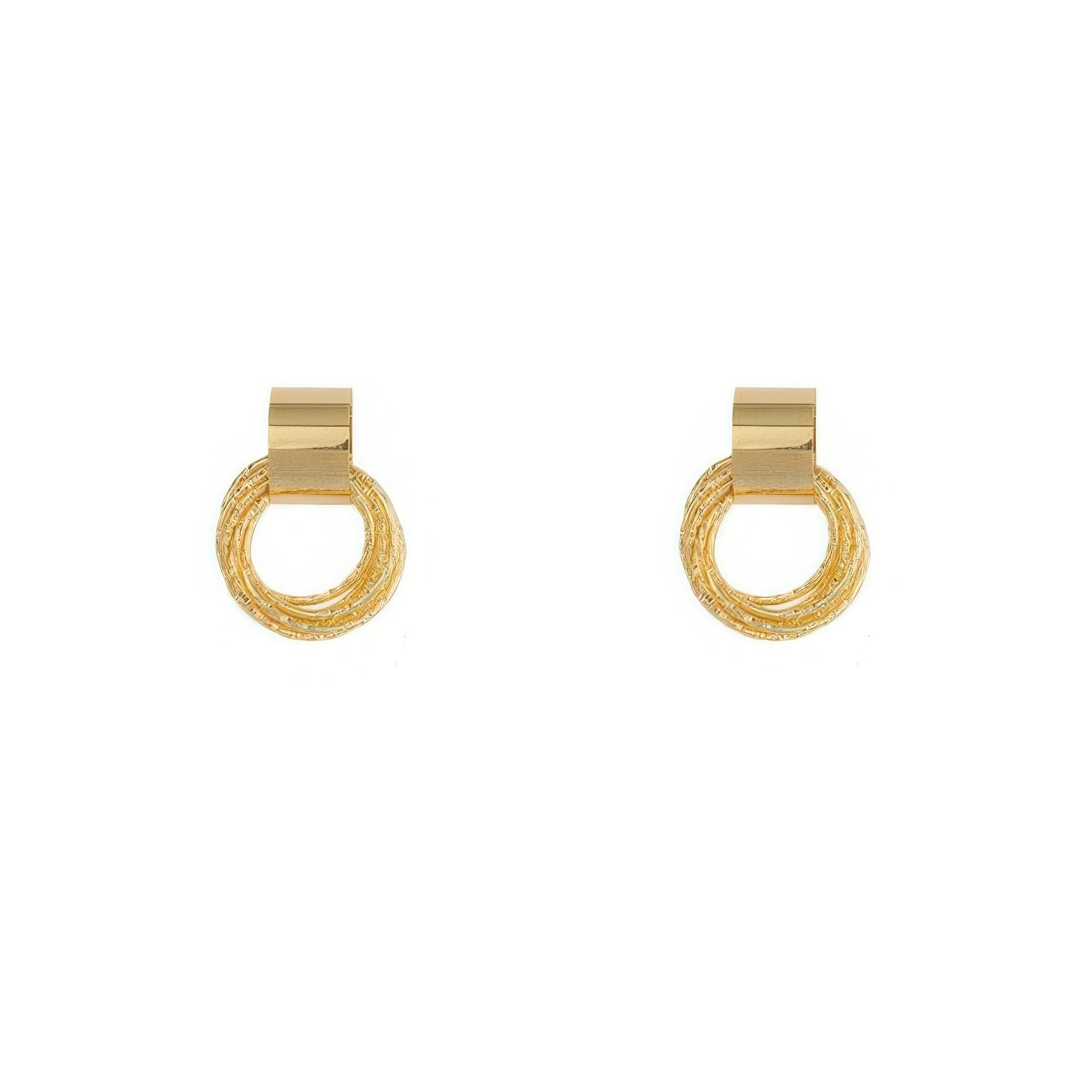 Gold Plated Layered Hoop Post Earrings - It's a Girly Place