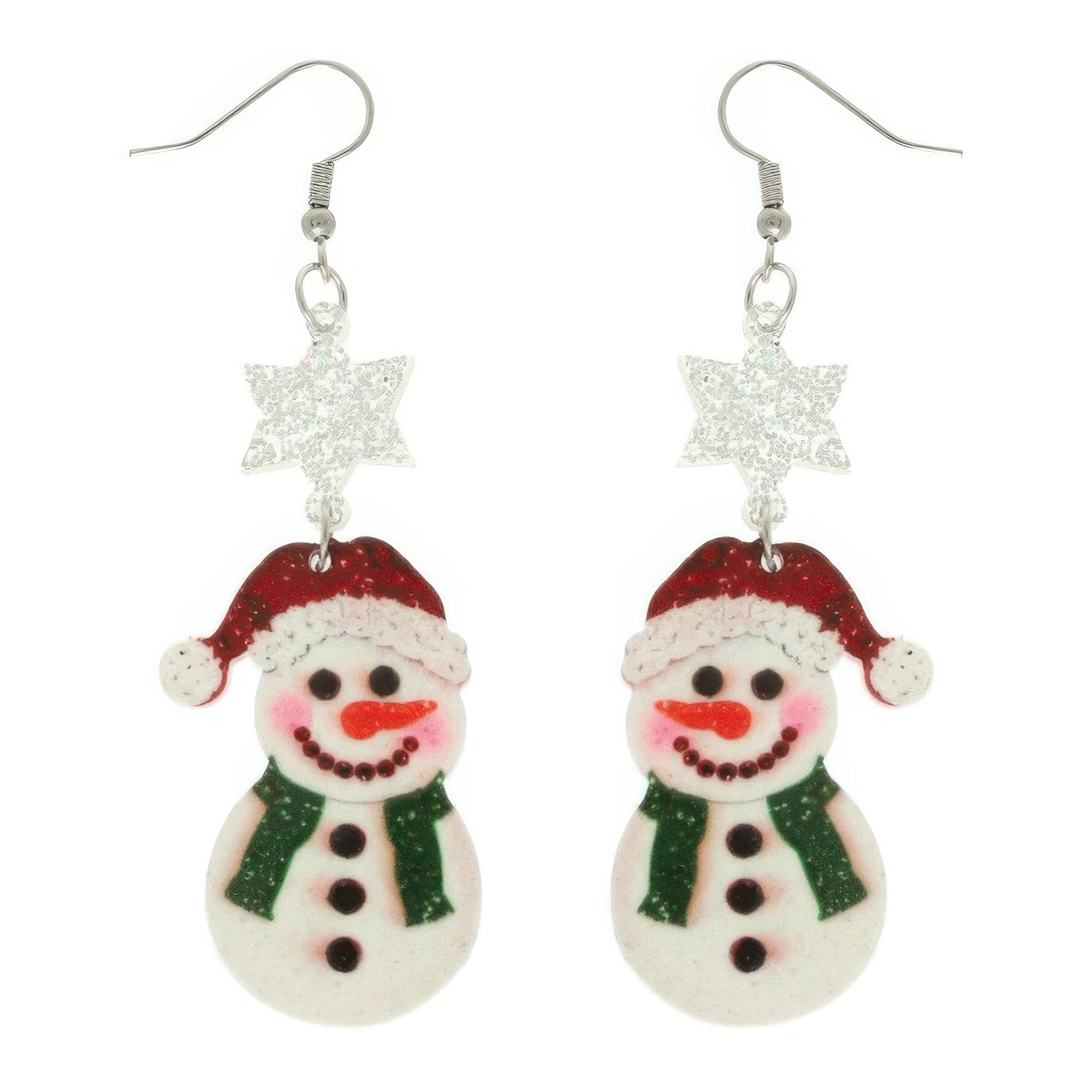 Christmas Acrylic Snowman Dangle Earrings - It's a Girly Place