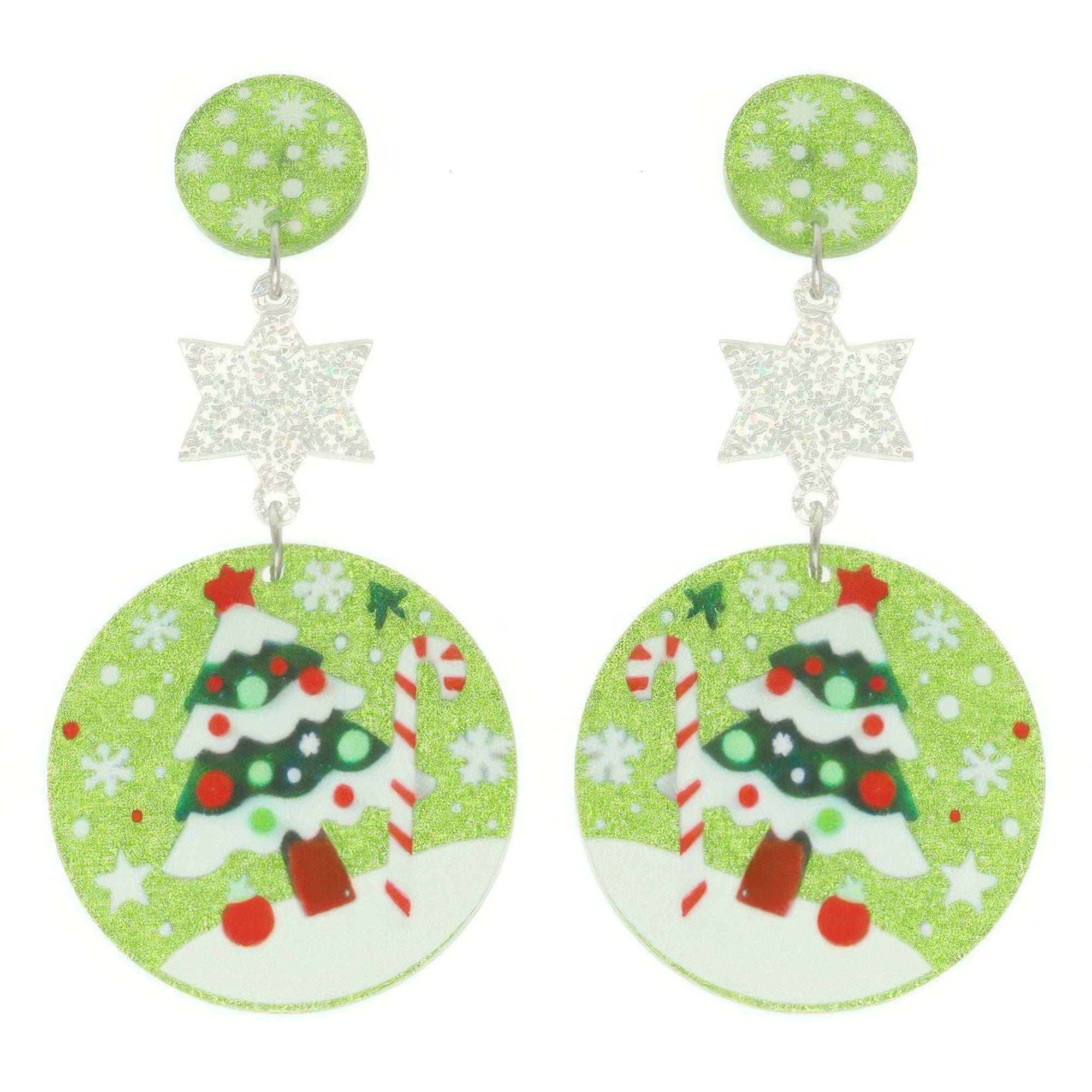 Christmas Tree Ornament Post Dangle Earrings - It's a Girly Place