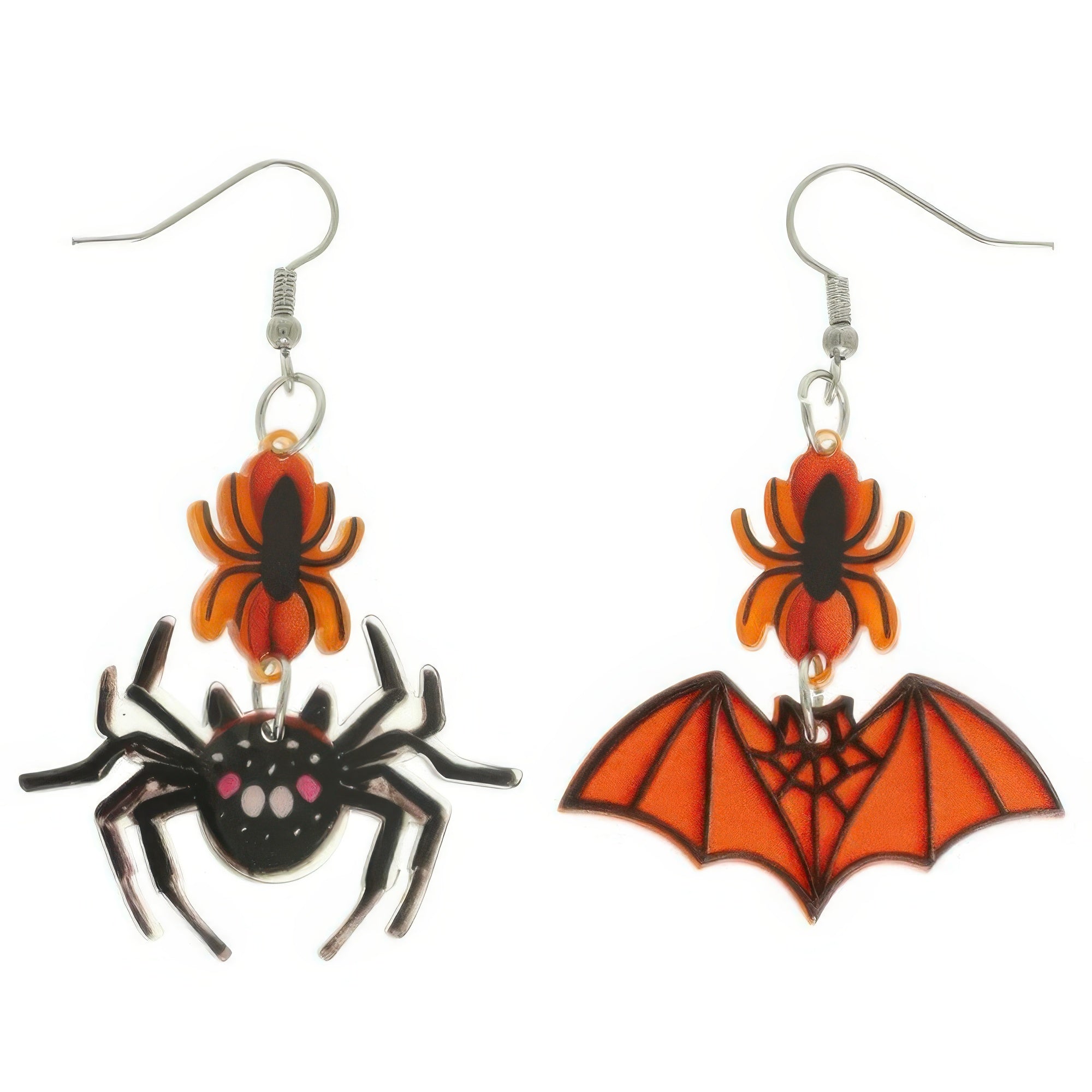 Halloween Spider And Bat Mismatched Earrings - It's a Girly Place