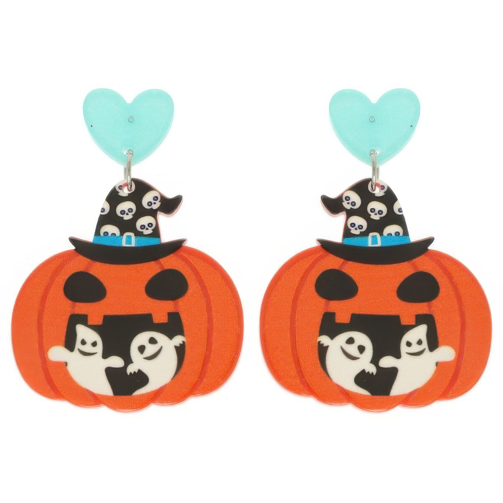 Halloween Ghost And Pumpkin Post Dangle Earrings - It's a Girly Place