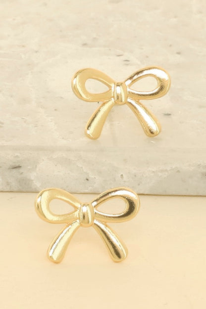 Short Tail Bow Ribbon Post Earrings - It's a Girly Place