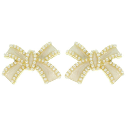 Jeweled Short Tail Bow Ribbon Earrings - It's a Girly Place