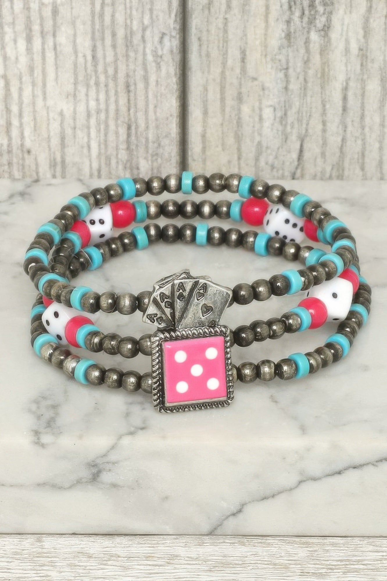 Western Casino Theme Beaded Bracelet - It's a Girly Place