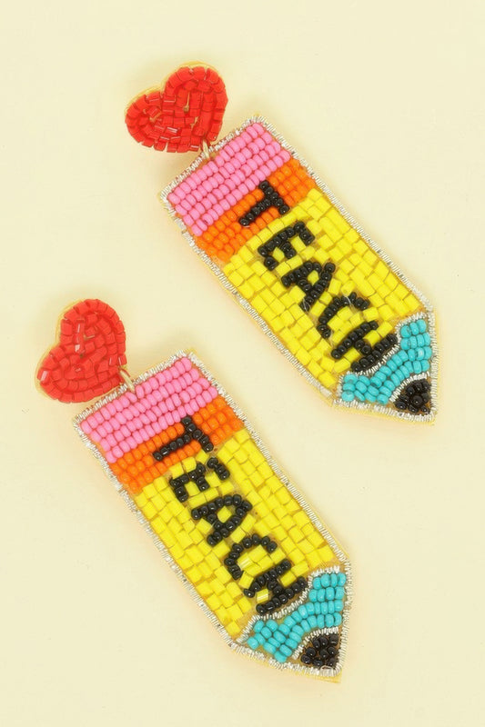 Heart Pencil Beaded Earrings - It's a Girly Place