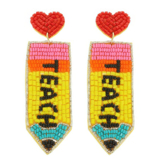 Heart Pencil Beaded Earrings - It's a Girly Place