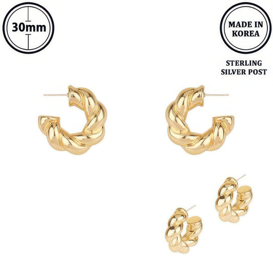 Flash-plated Twisted C-hoop Earrings - It's a Girly Place