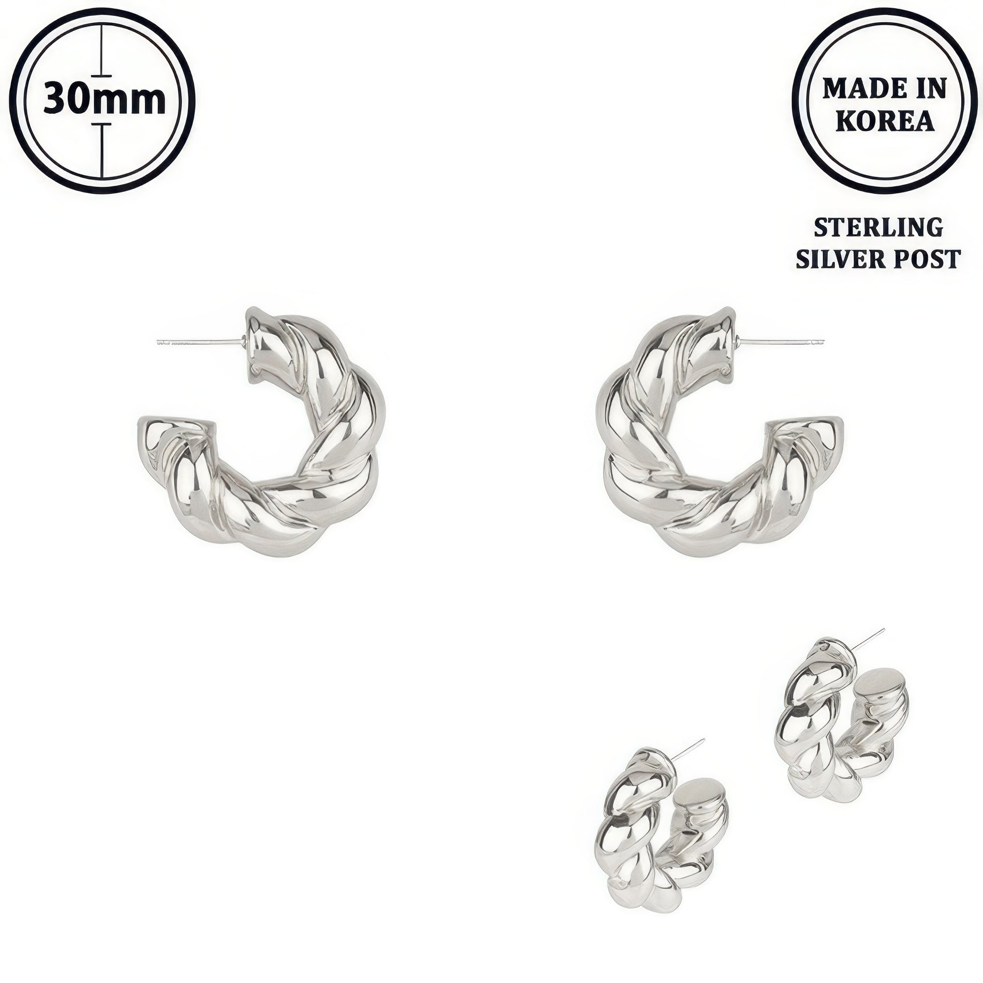 Flash-plated Twisted C-hoop Earrings - It's a Girly Place