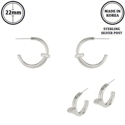 Flash-plated Lugged Open Hoop Earrings - It's a Girly Place