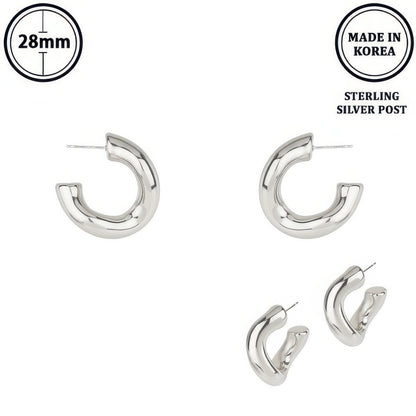 Flash-plated Tubed C-hoop Earrings - It's a Girly Place