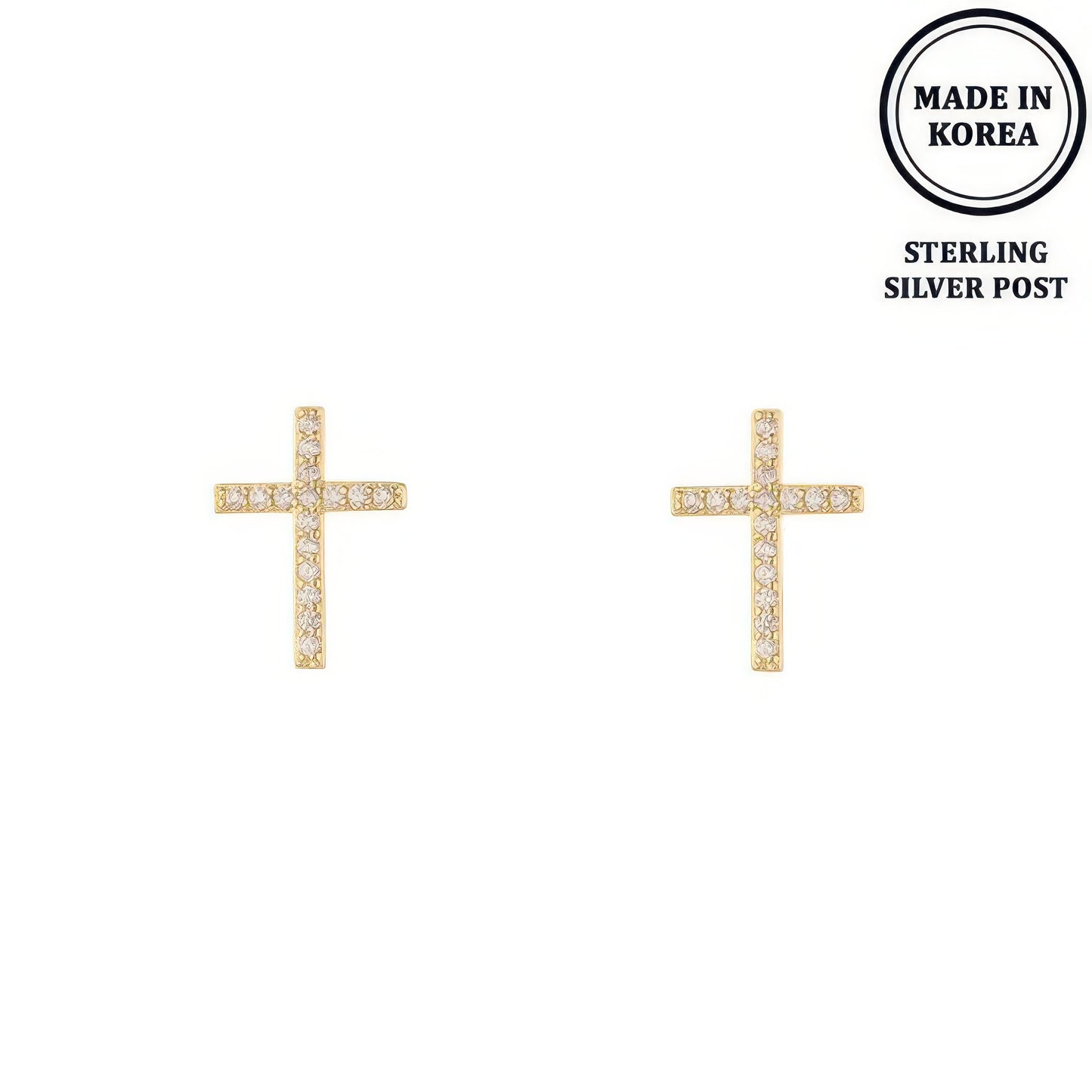 Flash-plated Crystal Pave Cross Earrings - It's a Girly Place