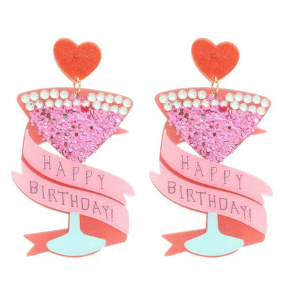 Happy Birthday Post Dangle Earrings
