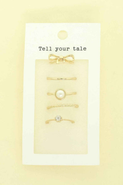 5pc Assorted Jeweled Stackable Ring Set