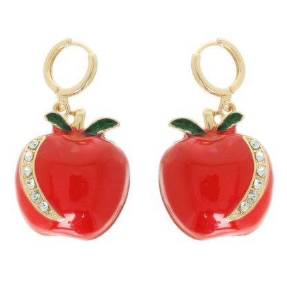 Red Apple Hoop Earrings