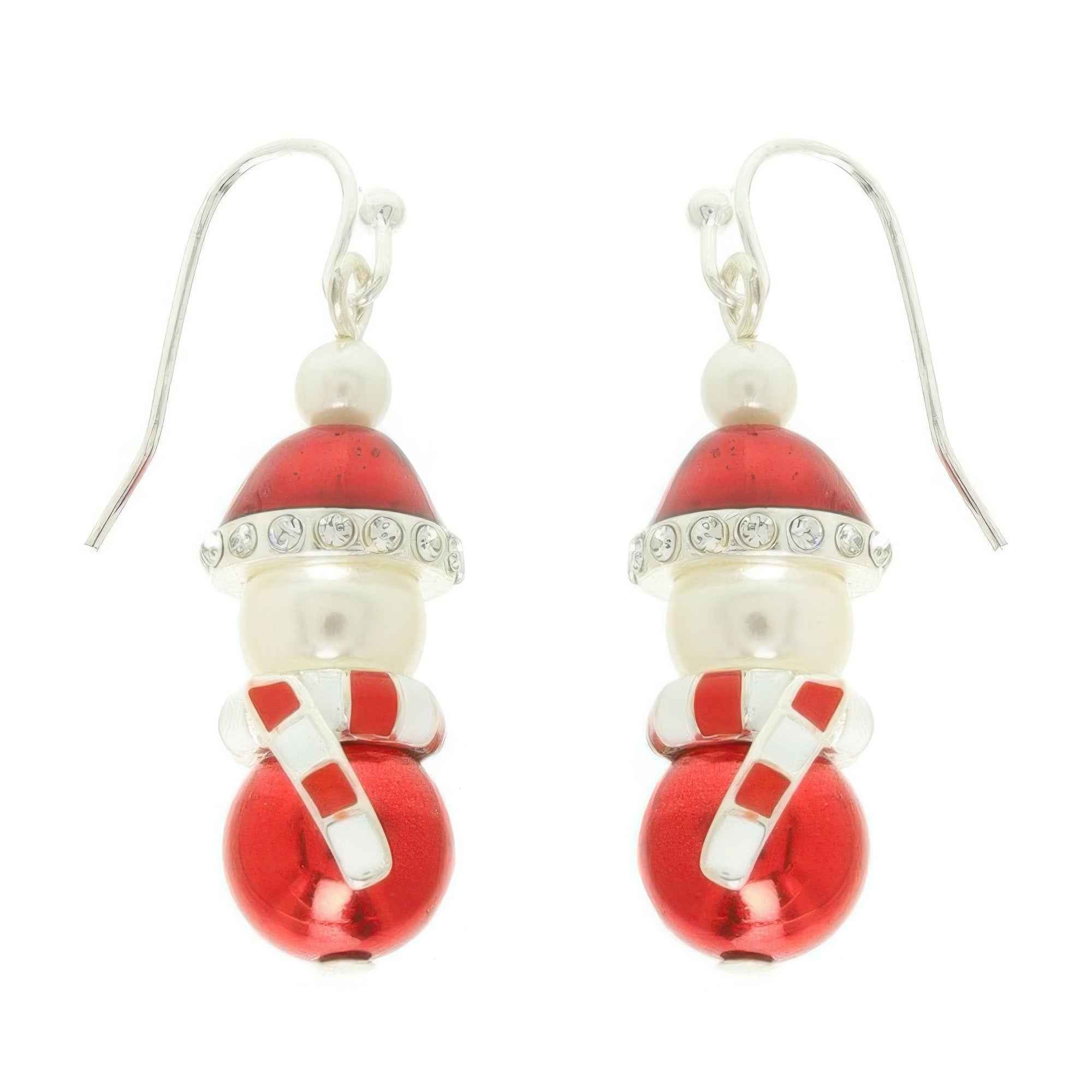 Christmas Enamel Santa Bell Dangle Earrings