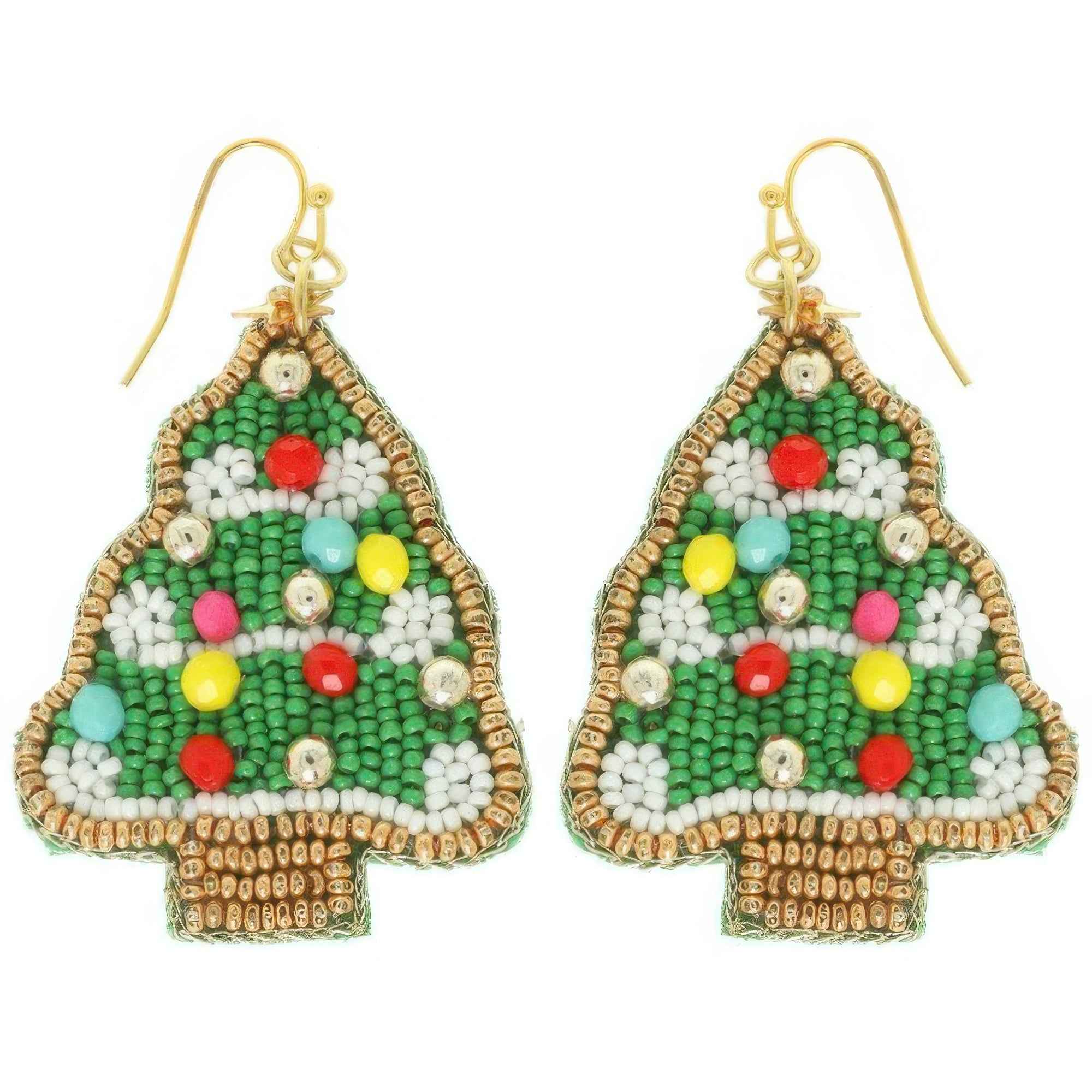 Christmas Tree Beaded Earrings