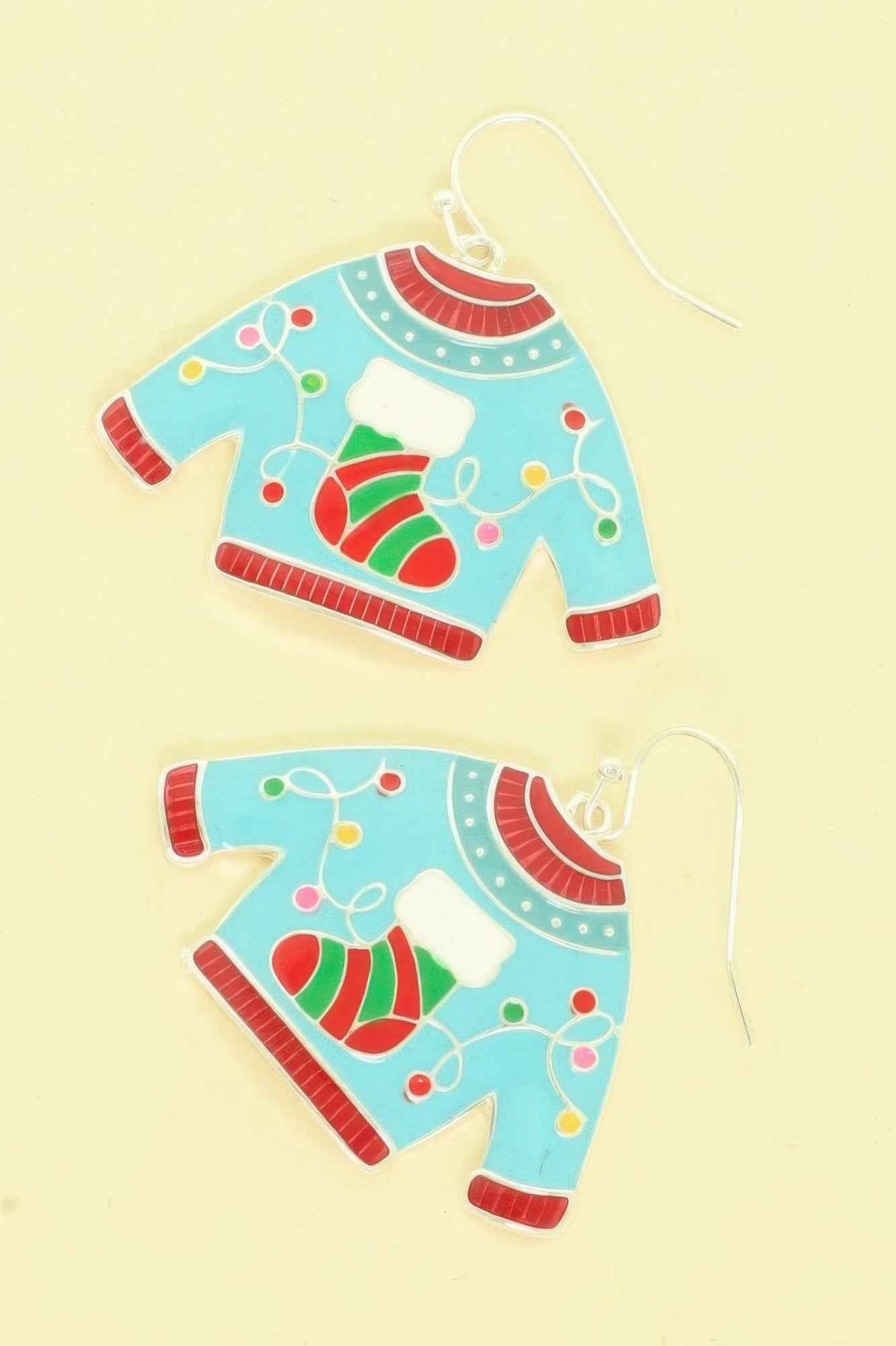 Christmas Theme Ugly Sweater Enamel Earrings
