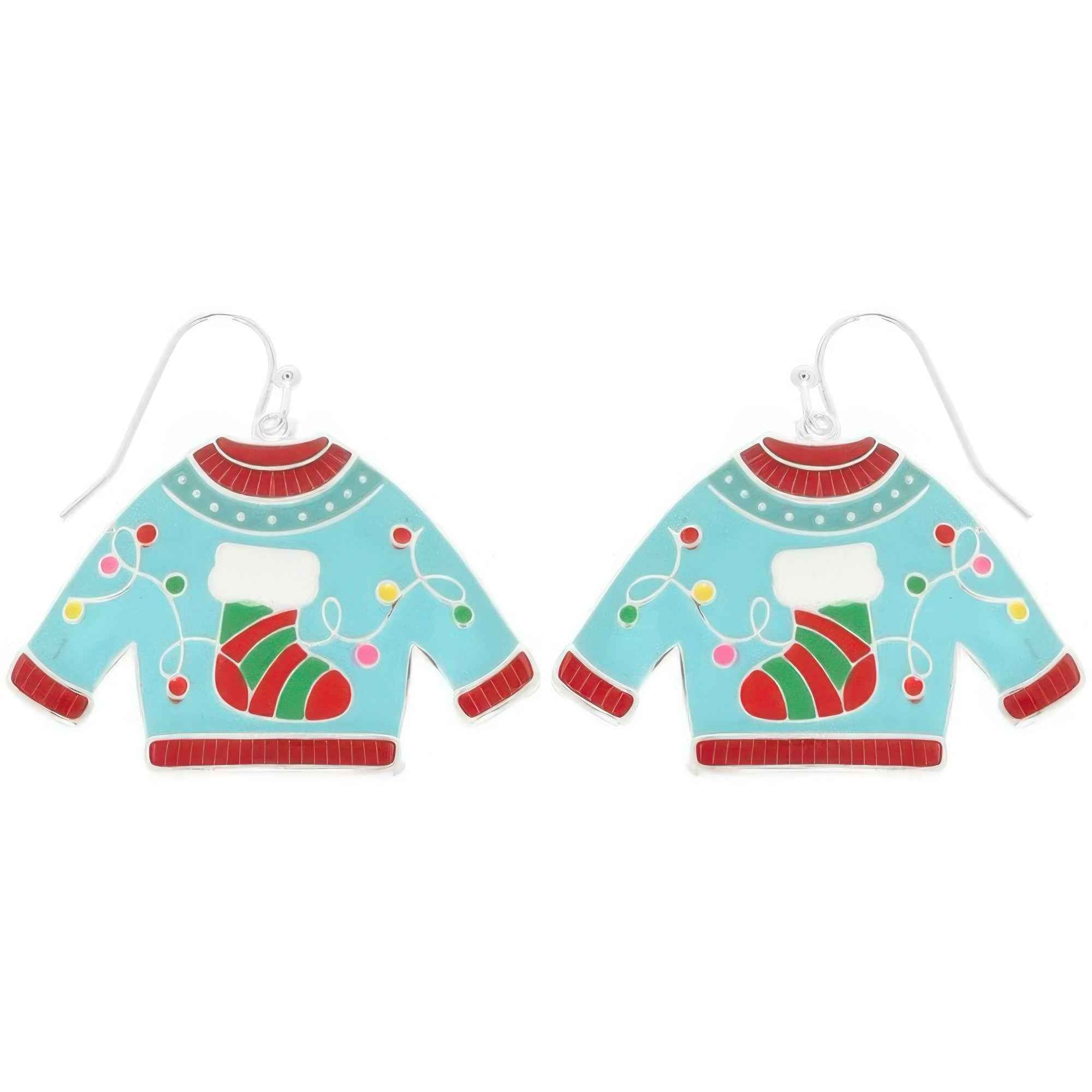 Christmas Theme Ugly Sweater Enamel Earrings