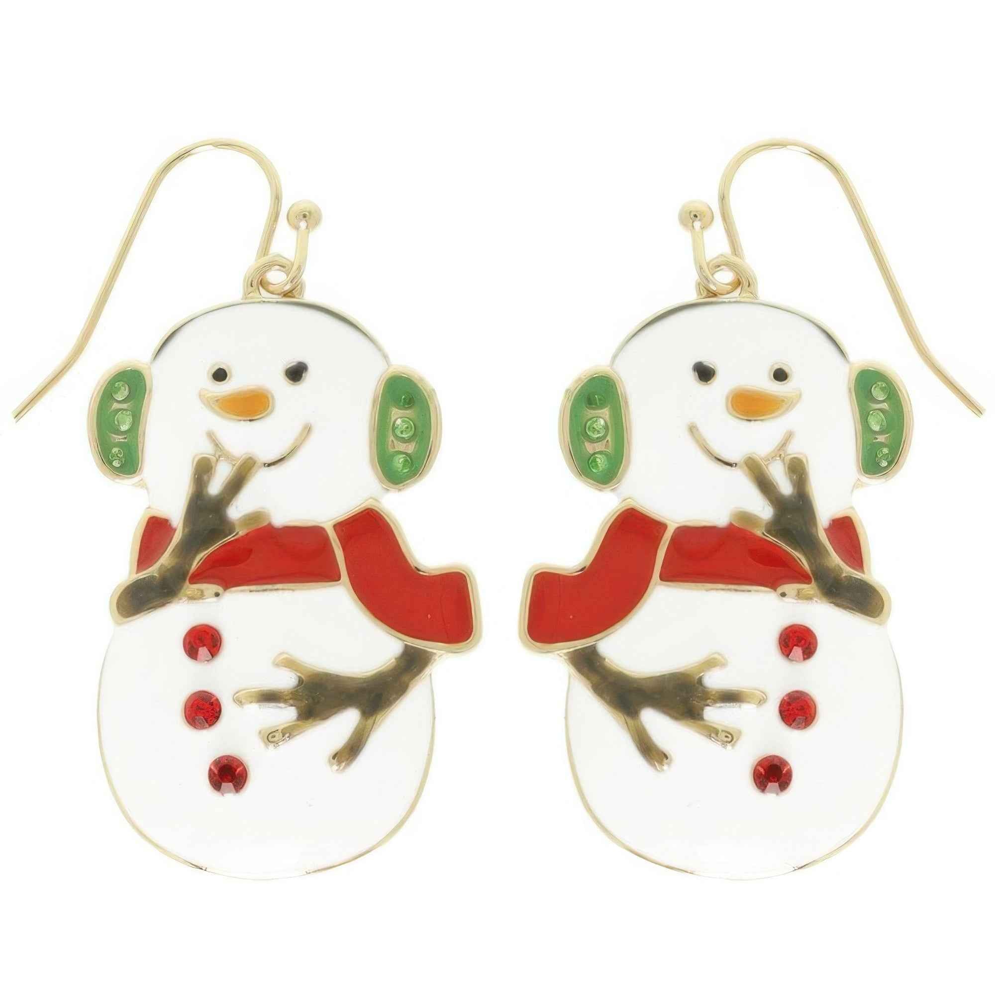 Christmas Snowman Enamel Earrings