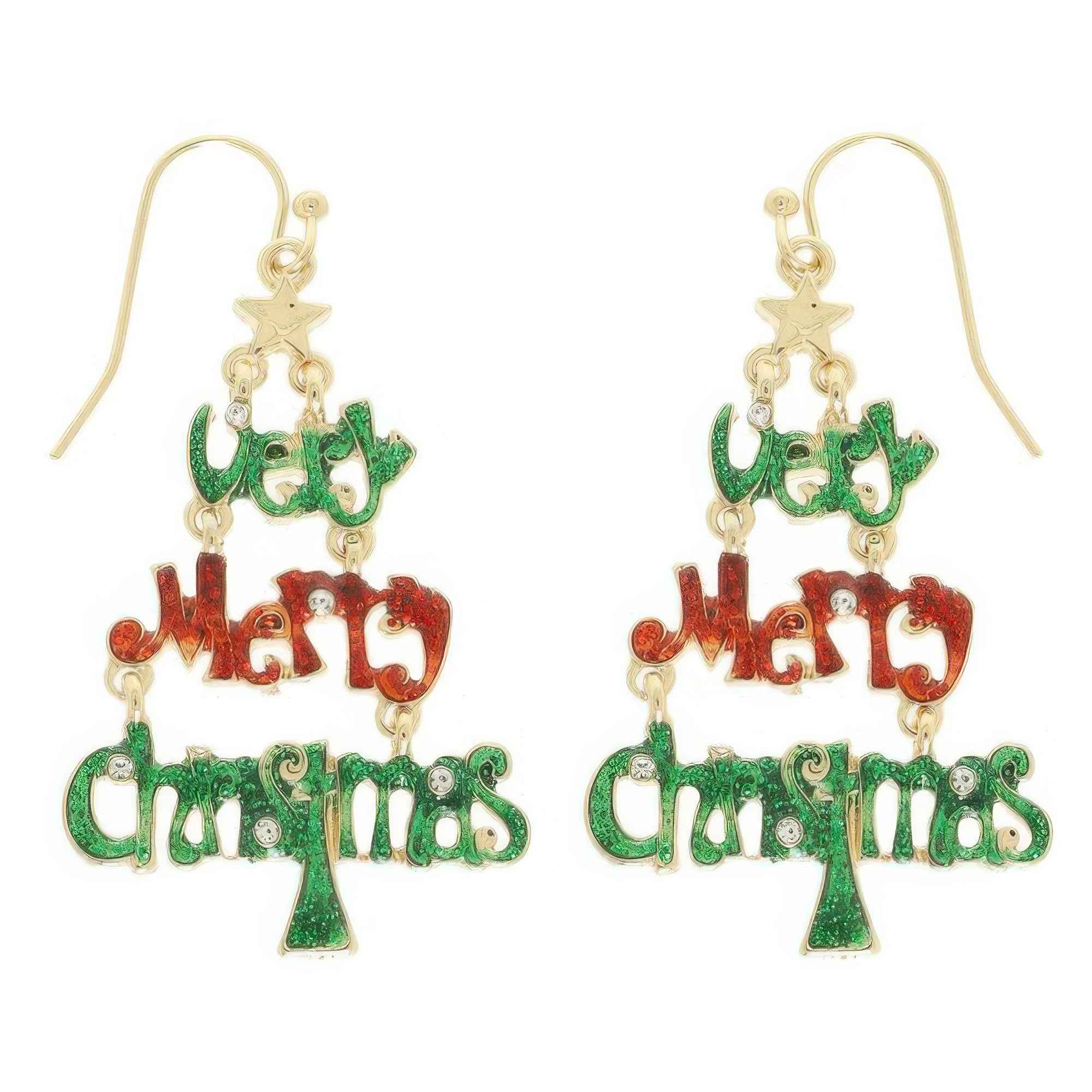 Christmas Tree Theme Wording Earrings