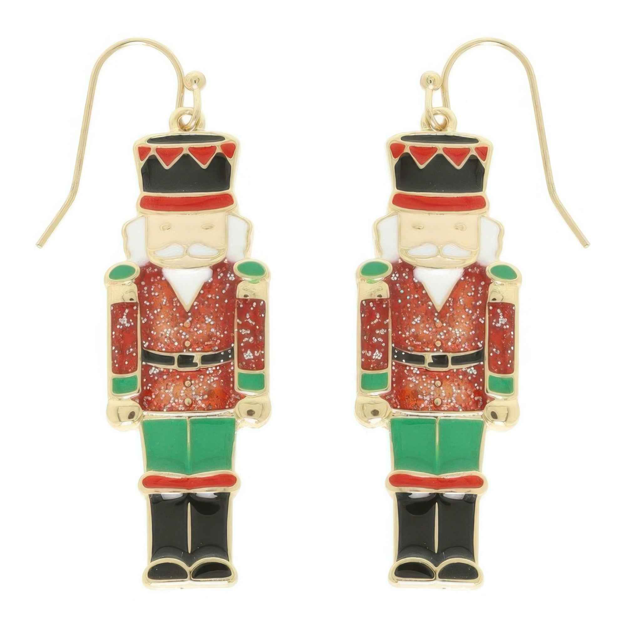 Christmas Nut Cracker Enamel Dangle Earrings