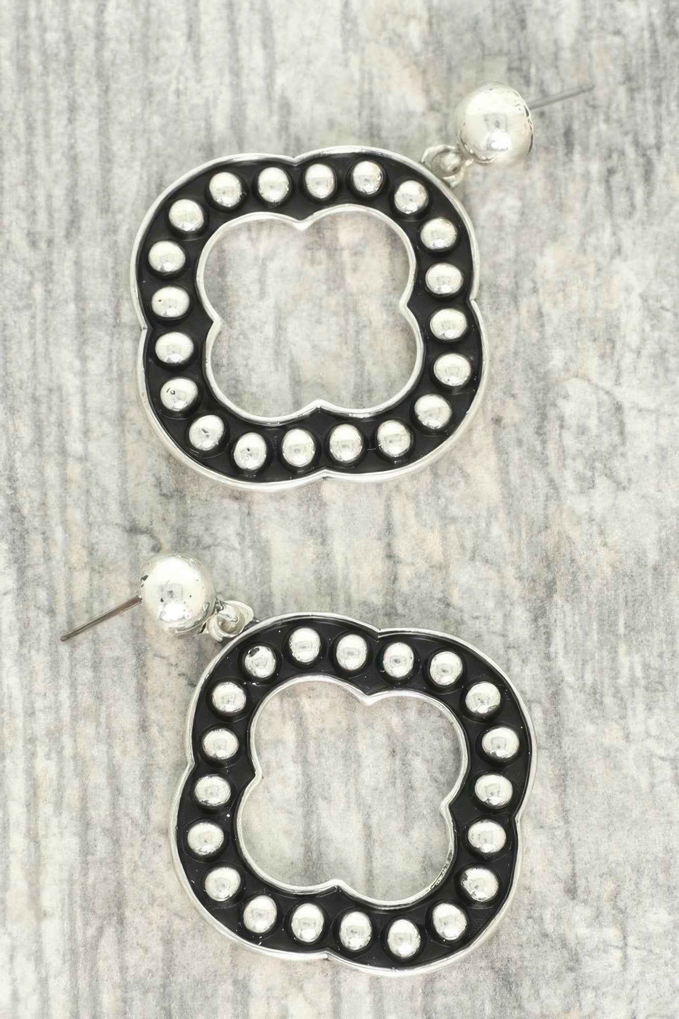 Western Bubble Beaded Quatrefoil Earrings