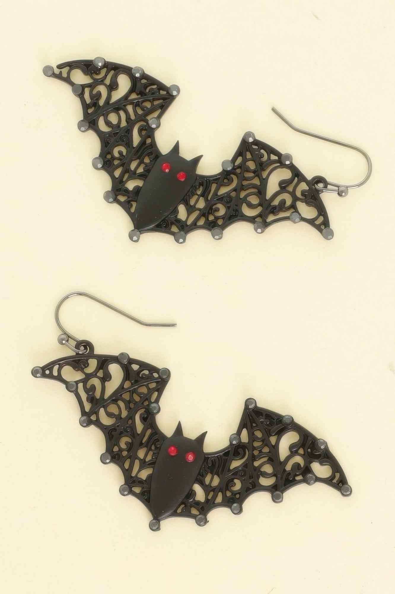 Halloween Black Epoxy Bat Earrings