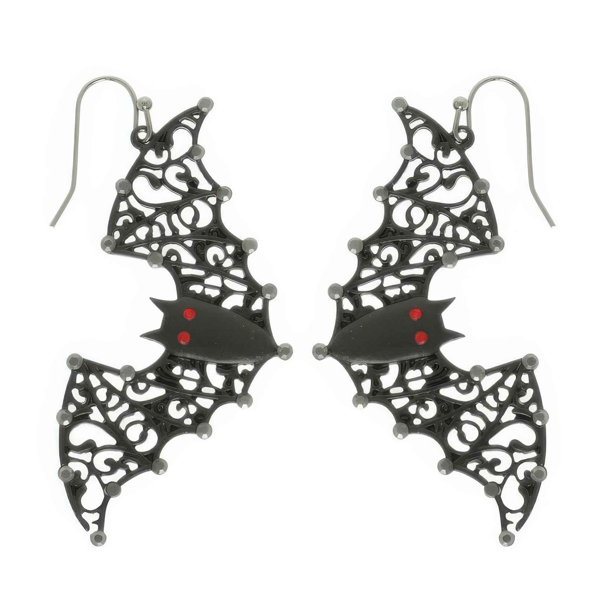 Halloween Black Epoxy Bat Earrings
