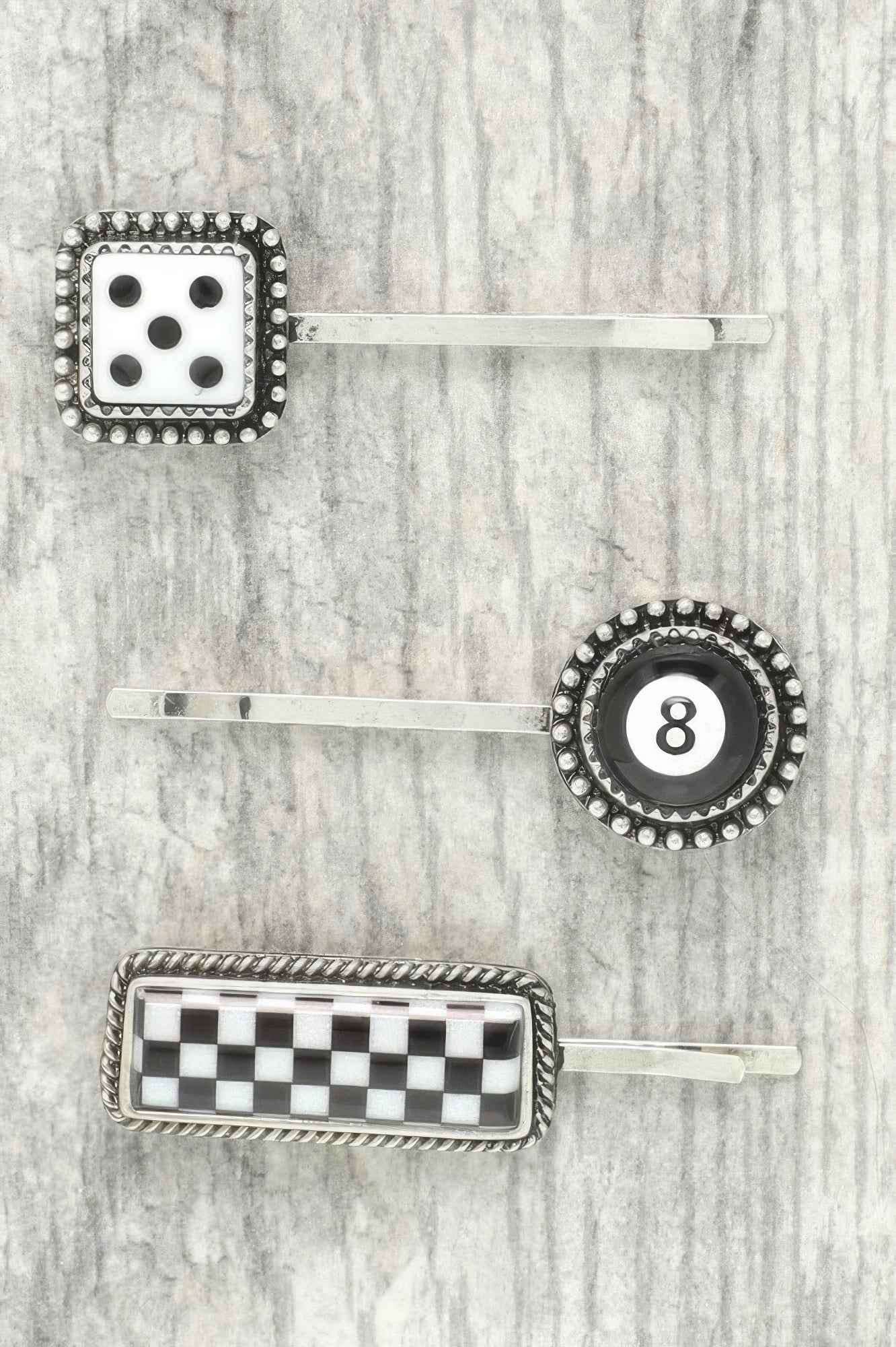 3-piece Western Gambling Theme Hair Pin Set