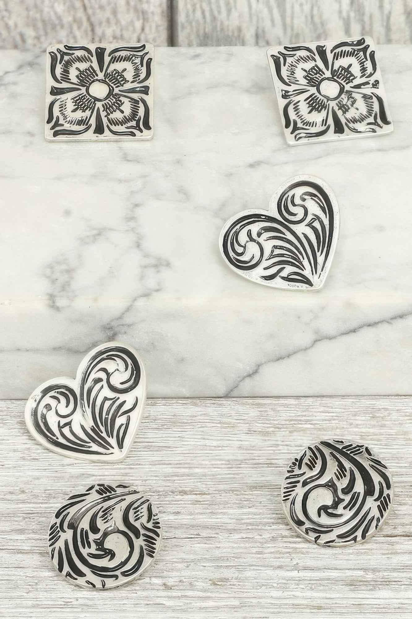 Western Filigree Etched Assorted Earring Set