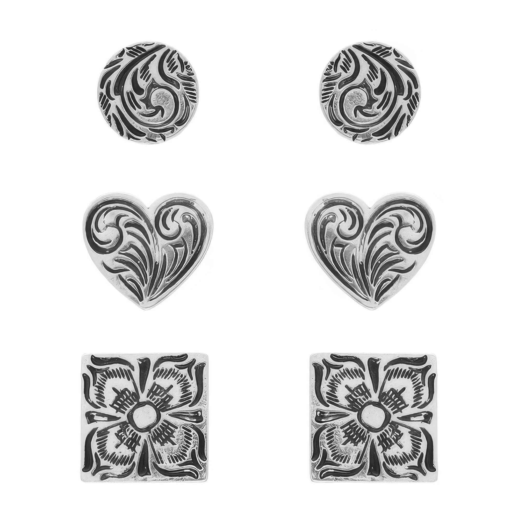 Western Filigree Etched Assorted Earring Set