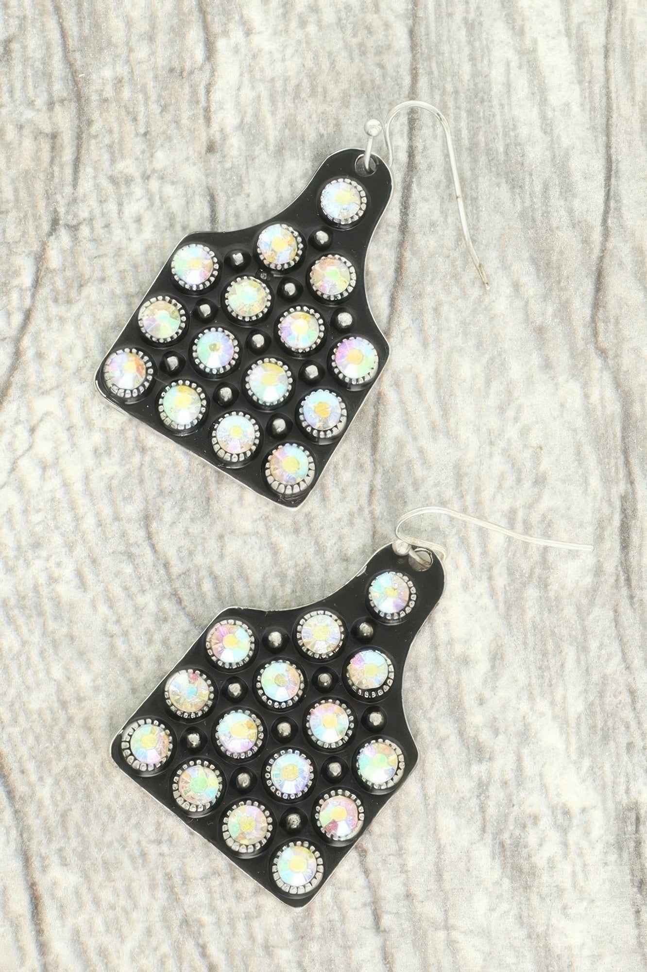 Western Jeweled Cattle Tag Earrings