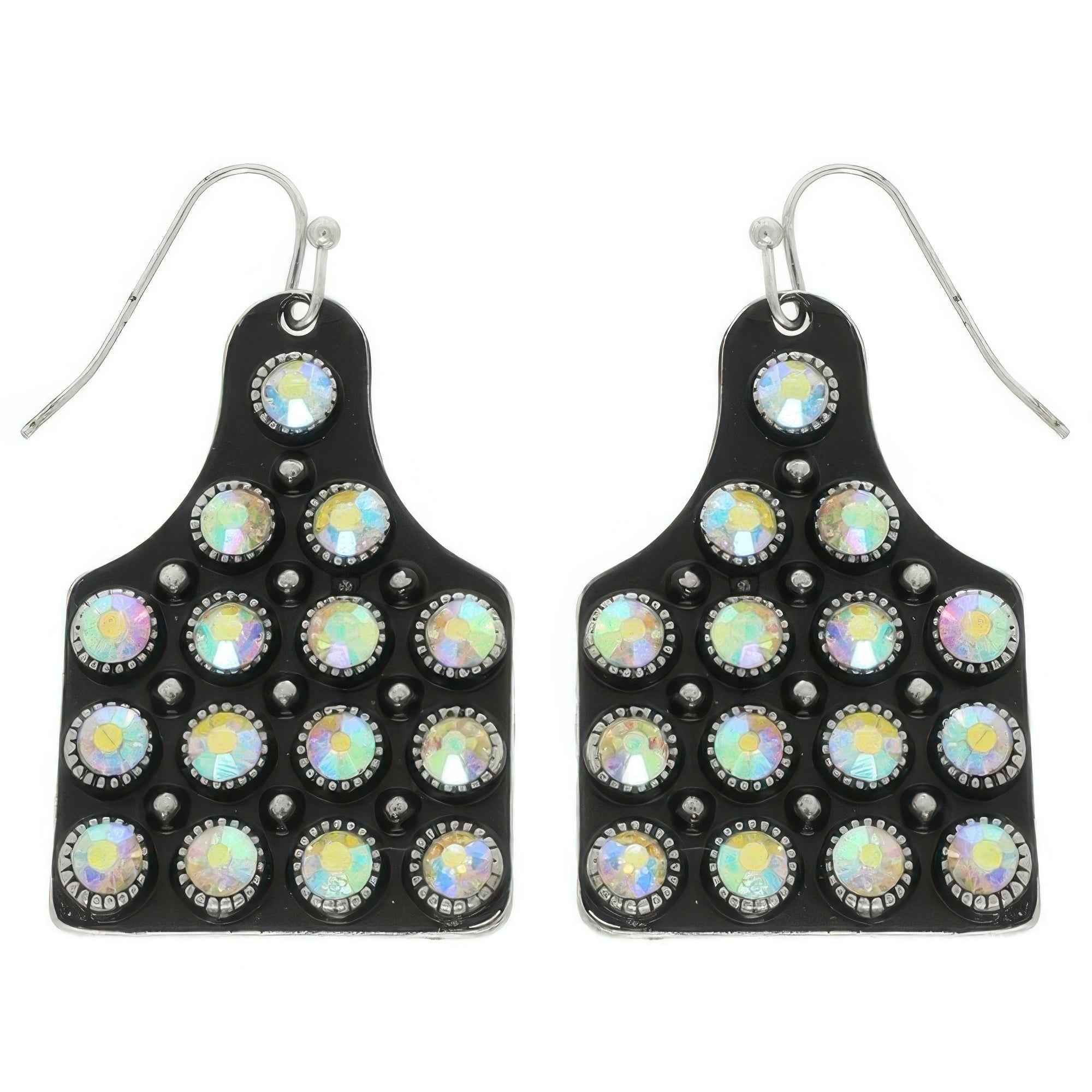 Western Jeweled Cattle Tag Earrings