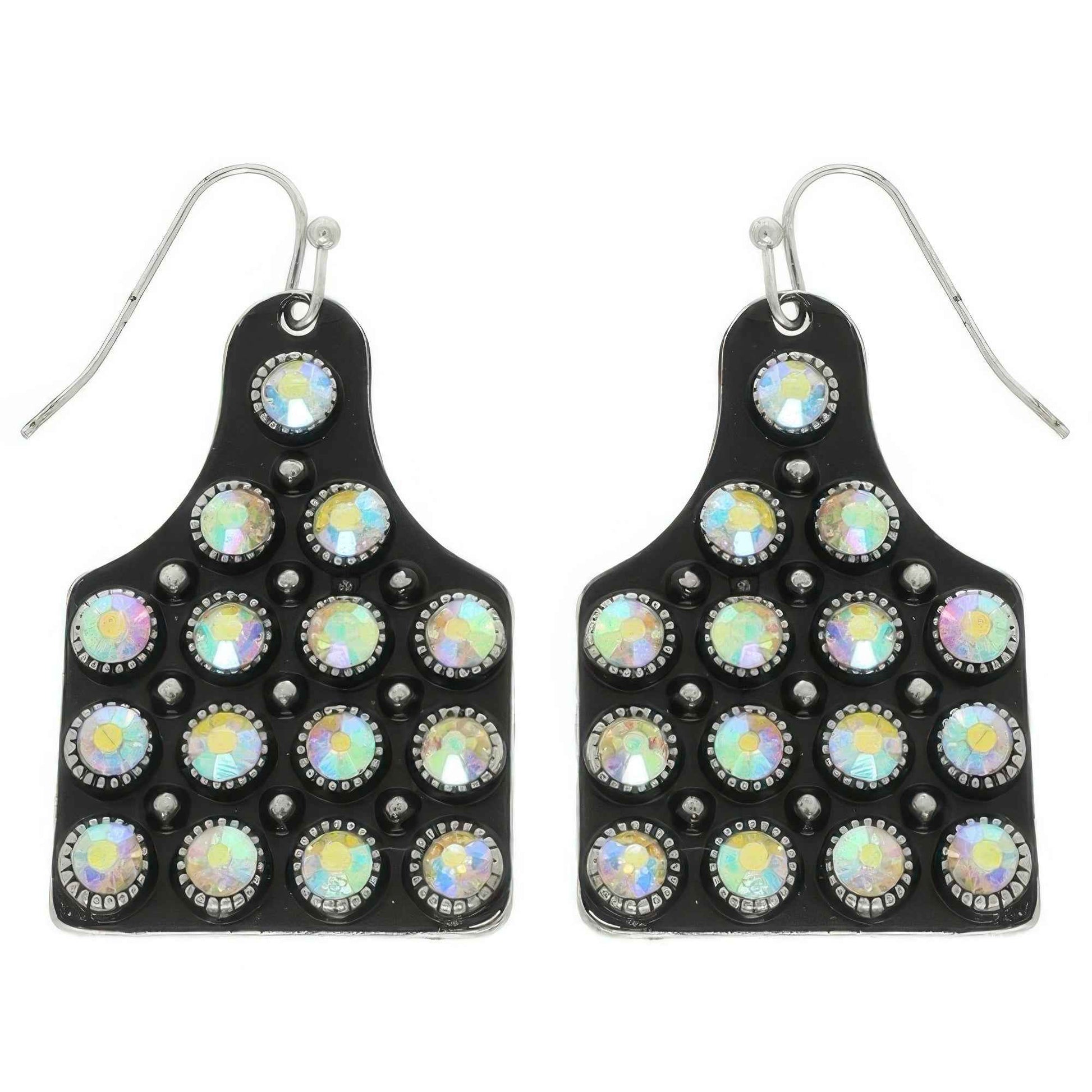 Western Jeweled Cattle Tag Earrings