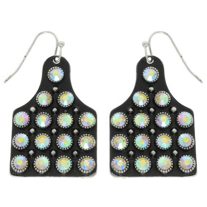 Western Jeweled Cattle Tag Earrings