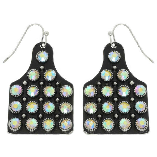 Western Jeweled Cattle Tag Earrings