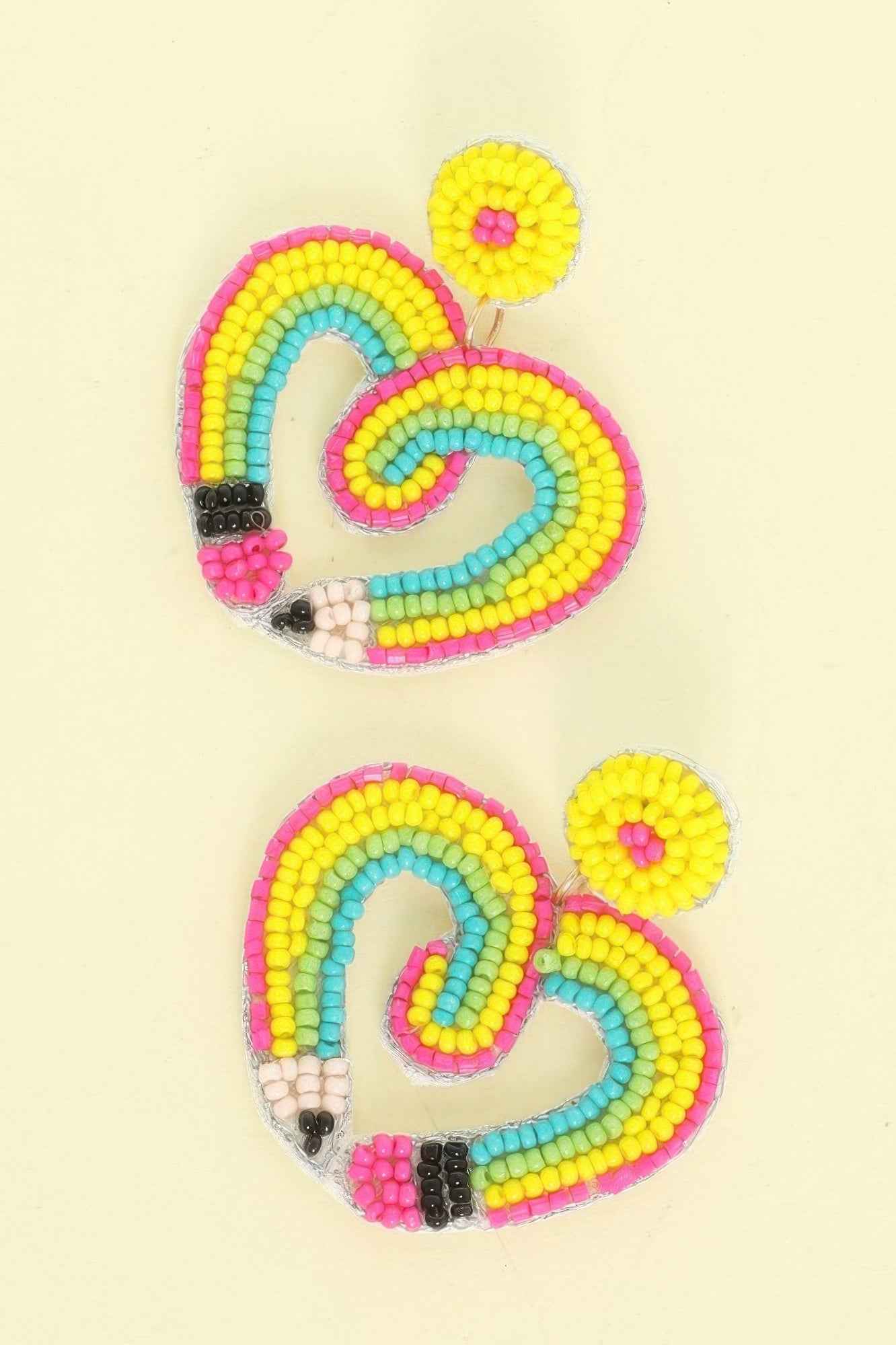 Heart Shaped Pencil Seed Beaded Earrings