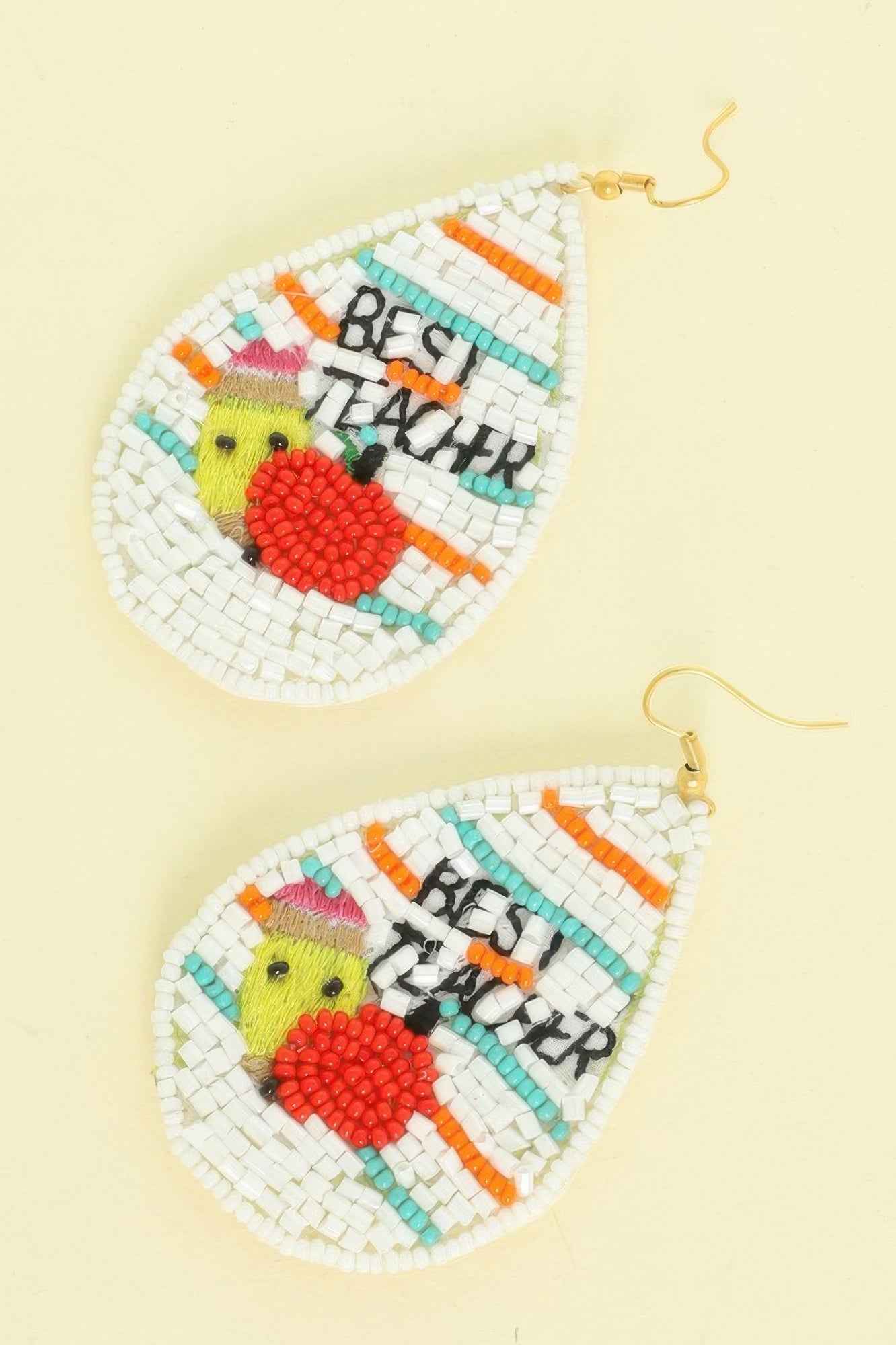 Best Teacher Teardrop Beaded Earrings