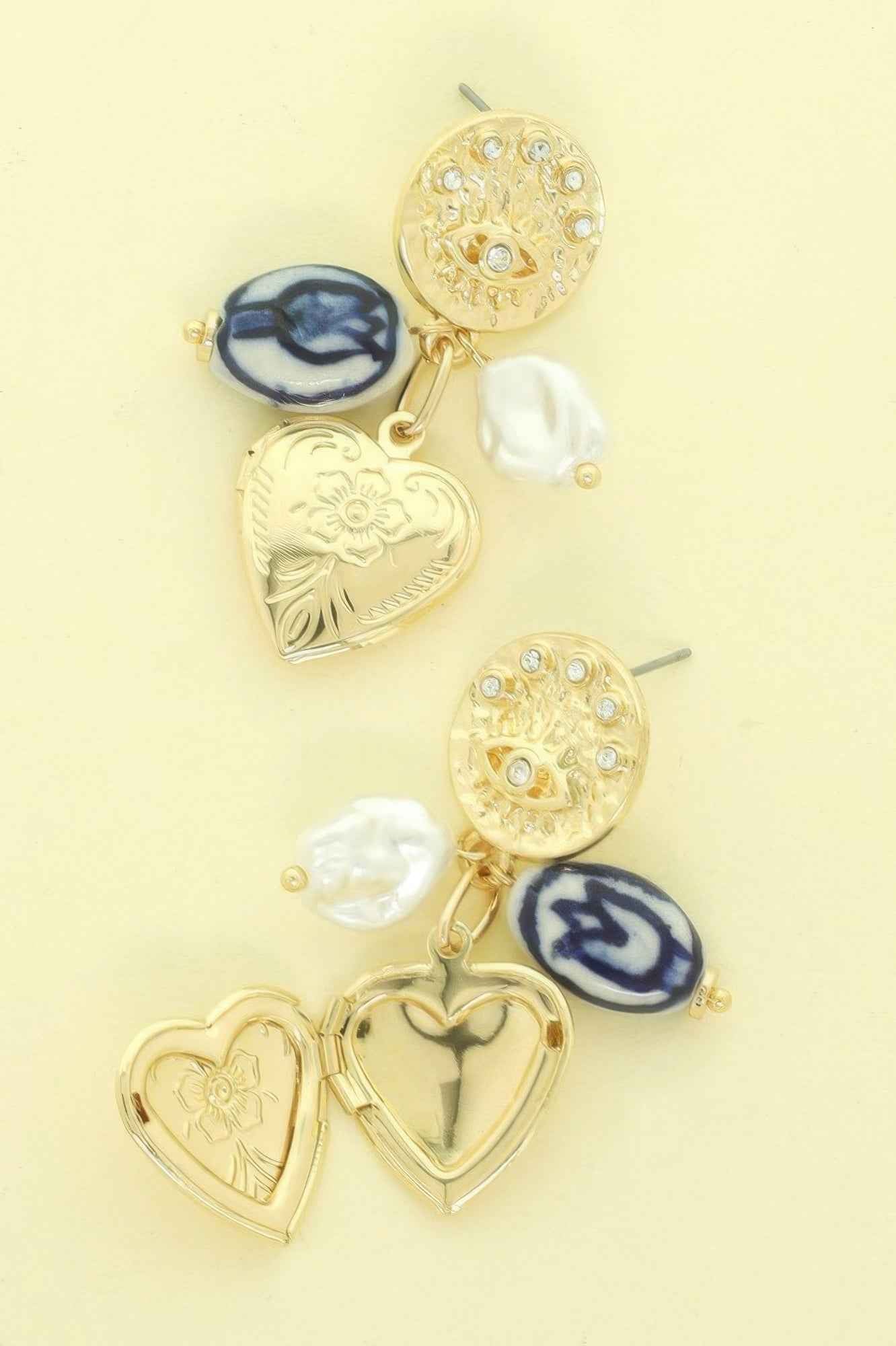 Evil Eye Heart Theme Charm Earrings