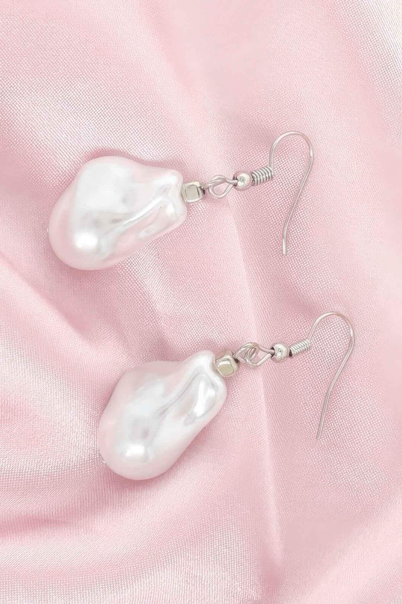 White Baroque Pearl Earrings
